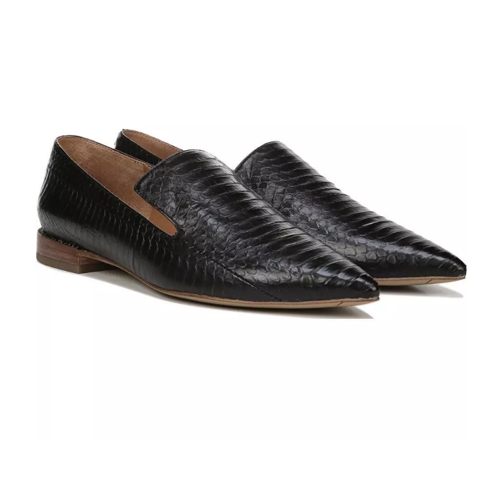 Franco Sarto Topaz Black Snake Print Leather Loafers